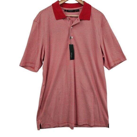 Bobby Jones Mens L Stripe Golf Polo Shirt in Sunrise NWT - Picture 1 of 9